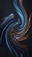 Dynamic swirling metallic waves in blue and bronze creating fluid motion abstract background for modern digital art and contemporary design projects.