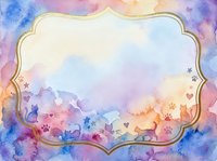 Watercolor frame with cats and paw prints on pastel background. Decorative border for invitations, cards, scrapbooking and creative projects.