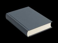 Closed hardcover book in dark blue-gray, isolated on transparent background, ready for stickers, print on demand, T-shirt design, and clipart use.