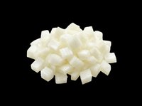 Diced white onion cubes pile, fresh chopped vegetable ingredient isolated on transparent background, ready for food design, clipart, stickers, and print on demand use.