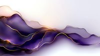 Abstract purple and gold liquid marble texture with flowing waves and metallic veins on white background, luxury modern art design for wall decor and prints.