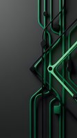 Abstract green circuit board pattern on dark background for technology and electronics design projects.