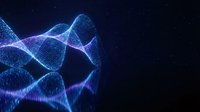 Digital blue wave particles flowing in abstract motion against dark background for technology and data visualization projects.