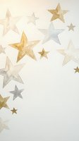 Watercolor stars in gold and silver tones scattered across cream background for celestial themed designs and holiday decorations.
