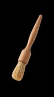 Wooden paint brush with natural bristles isolated on transparent background, ready for design use on t-shirts, clipart, stickers, and print-on-demand products.