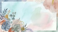 Watercolor botanical illustration with tropical leaves, monstera, and abstract paint washes in soft pastels. Isolated design element for invitations, wall art, and creative projects.