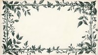 Elegant botanical frame with delicate leaves and branches in vintage engraving style creates decorative border on white background, suitable for wedding invitations.