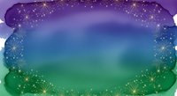 Gradient background transitioning from purple to blue to green with golden sparkles and star accents along decorative borders, suitable for festive designs, presentations, and digital artwork.
