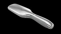 Metallic silver ice cream scoop with ergonomic handle, isolated on transparent background. Ready for kitchen product design, e-commerce graphics, print-on-demand merchandise, and digital culinary illustrations.