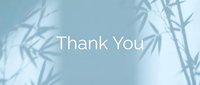 Thank You text on soft blue background with bamboo shadow overlay, elegant minimal greeting card design for appreciation and gratitude.
