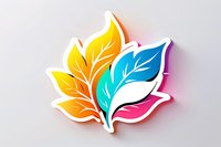 Colorful gradient maple leaf design with vibrant yellow, blue and pink tones on light background, featuring clean lines and modern style. Isolated element for creative projects.
