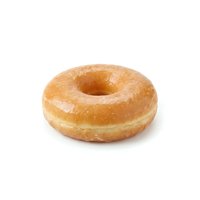 Glazed donut with golden-brown fried dough and shiny coating, isolated on white background, suitable for bakery, food, and menu design projects.