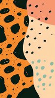 Abstract organic shapes with spotted patterns in orange, pink, cream and mint colors create a modern artistic composition with flowing curves and dotted textures.