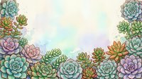 Watercolor succulent plants frame border with pastel colors on soft background for botanical design projects and natural decoration elements.