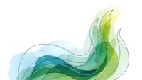 Abstract flowing waves in blue and green watercolor style with organic curves and transparent layers for modern design projects.