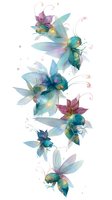 Ethereal watercolor insects with translucent wings and floral elements on white background, perfect for fantasy-themed designs and nature illustrations.