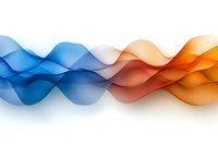 Flowing blue and orange abstract waves blend smoothly on white background, creating dynamic motion effect for banners, presentations, and digital design.