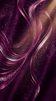Abstract purple pink flowing ribbons with sparkling particles on dark cosmic background for luxury design projects and digital art compositions.