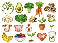 Organic farm fresh produce and dairy isolated icons set for healthy eating, nutrition labels, recipe design, menu graphics, wellness marketing, and food packaging illustrations.