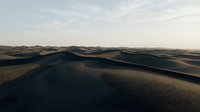 Vast desert sand dunes landscape with rolling hills under soft cloudy sky at golden hour creating dramatic shadows and warm lighting for travel content.
