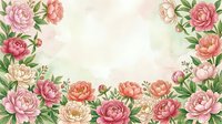 Watercolor floral frame with pink and coral peonies on soft pastel background for wedding invitations, greeting cards, and romantic design projects.