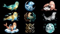 Seal lion walrus marine mammal collection isolated on transparent background, ready for t-shirt design, clipart, stickers, print-on-demand products and sublimation projects.