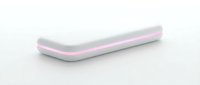 Curved white and pink modern tray or organizer on white background, isolated design element for product mockups, interior styling, and contemporary home decor projects.