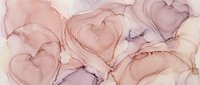 Abstract watercolor hearts in soft pink and purple tones creating romantic flowing pattern for Valentine's Day designs and love-themed projects.