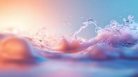 Ethereal underwater wave formation with pink and blue gradient colors creating dreamy abstract composition. Dynamic liquid motion captured in soft pastel tones.