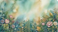 Watercolor garden border with wildflowers, ferns, and botanical elements in soft pastels. Isolated design on transparent background, ready for invitations, stationery, and creative projects.