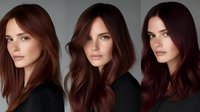 Young brunette woman with long wavy hair in dark green top, professional headshot portrait showing three different angles and expressions for business use.