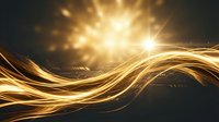 Abstract golden light waves flowing with bright starburst effect on dark background for luxury design projects and digital presentations.