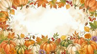 Autumn harvest frame with pumpkins, gourds, and fall foliage on cream background. Seasonal border design for thanksgiving, autumn celebrations, and harvest-themed projects.