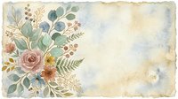 Vintage floral arrangement with roses, ferns, and botanical elements on aged, weathered paper background for wedding invitations, greeting cards, and decorative designs.