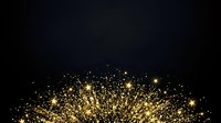 Golden light particles and sparkles burst across dark background, creating festive glowing effect for celebrations, holidays, and special events.