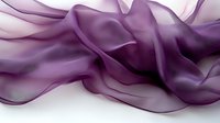 Flowing purple silk fabric with transparent waves creating elegant abstract shapes on white background. Soft gradient from deep violet to light lavender.