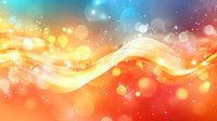 Glowing abstract wave with sparkles and bokeh effects on vibrant orange and turquoise gradient background creates magical atmosphere for festive designs.