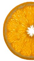 Fresh orange slice with vibrant yellow flesh and textured rind isolated on white background, ready for culinary, beverage, and food design projects.