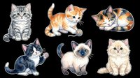 Cute kittens and cats isolated on transparent background. Perfect for t-shirt designs, stickers, clipart, print-on-demand products, sublimation projects and digital crafts.