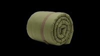 Rolled green sleeping bag isolated on transparent background, ready for camping gear clipart, outdoor stickers, t-shirt design, print on demand, and sublimation projects.