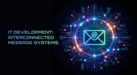 Digital email communication network with glowing connections and circuit patterns on dark background for technology and business messaging concepts.