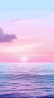 Serene ocean sunset with pink and purple sky reflecting on gentle waves, creating dreamy pastel seascape for relaxing wall art and meditation spaces.