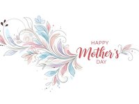 Elegant floral ornament with Happy Mother's Day text in soft pastel colors on white background for greeting cards and celebration designs.