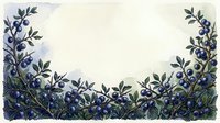 Botanical border frame with dark blue berries and green foliage on cream background, isolated design element suitable for invitations, stationery, and decorative layouts.