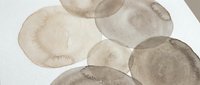 Abstract watercolor circles in neutral beige and brown tones creating organic shapes on textured paper background for modern interior design projects.