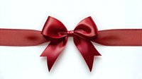 Red satin ribbon bow isolated on white background for gift wrapping, holiday decorations, Christmas presents, wedding invitations and festive design projects.