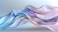 Flowing abstract silk fabric in pastel blue and pink creates gentle waves and curves against light background, soft luxury textile movement for design projects.