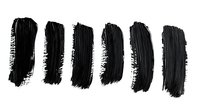 Black brush strokes collection on white background, grunge texture paint marks with rough edges and natural bristle effect, isolated design elements for creative projects.