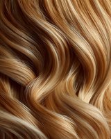Luxurious blonde hair with golden highlights flowing in soft waves, showcasing natural texture and shine for beauty and haircare concepts.
