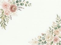 Soft pink and cream roses with eucalyptus leaves arranged in corners on cream background, isolated and ready for wedding invitations, greeting cards, and design projects.